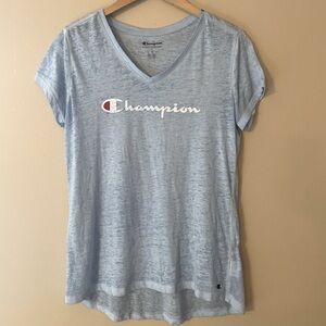 Champion Light Blue Burnout T-Shirt Size Large